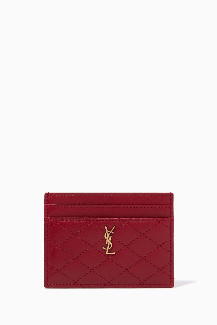 

Monogram Card Holder in Quilted Leather, Burgundy