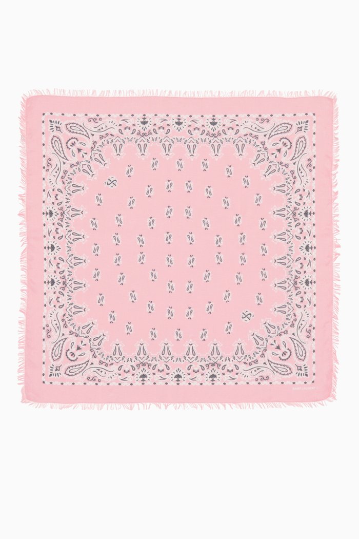 

Paisley Square Bandana in Modal & Cashmere, Pink