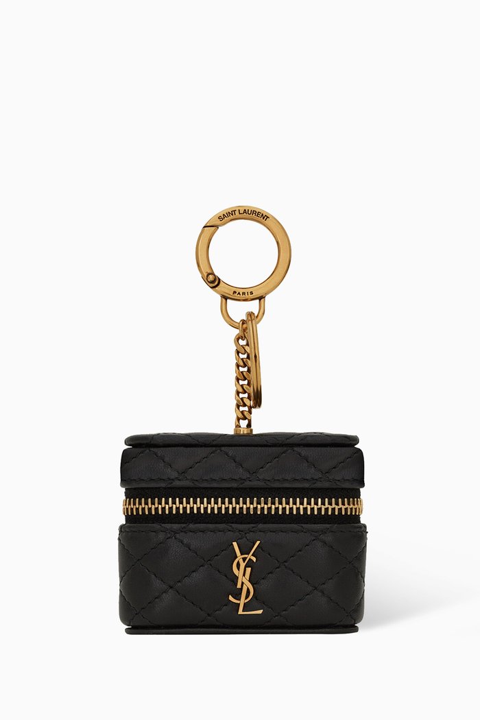 

Gaby AirPods Holder in Quilted Leather, Black