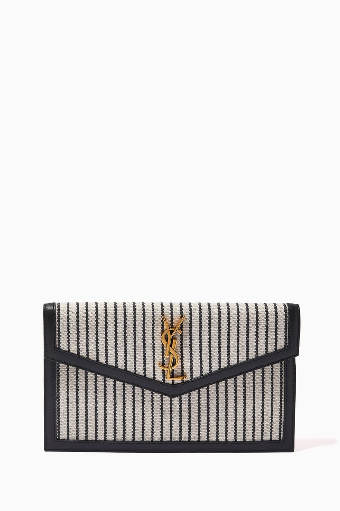 

Uptown Pouch in Canvas & Leather, White