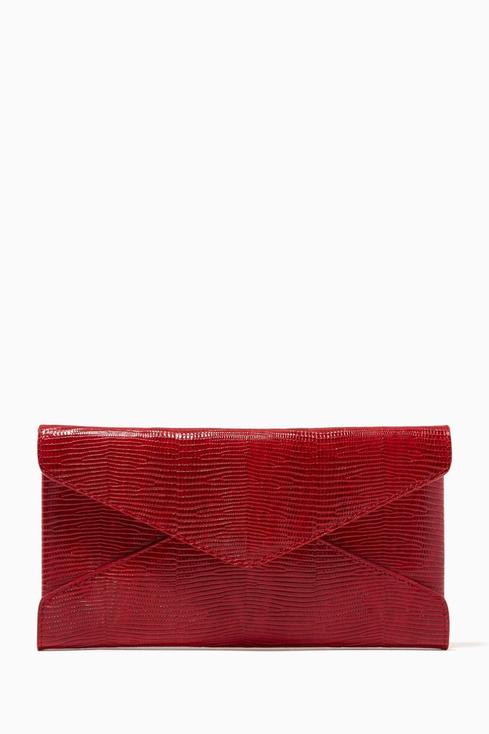 

Letter Pouch in Lizard Embossed Leather, Red
