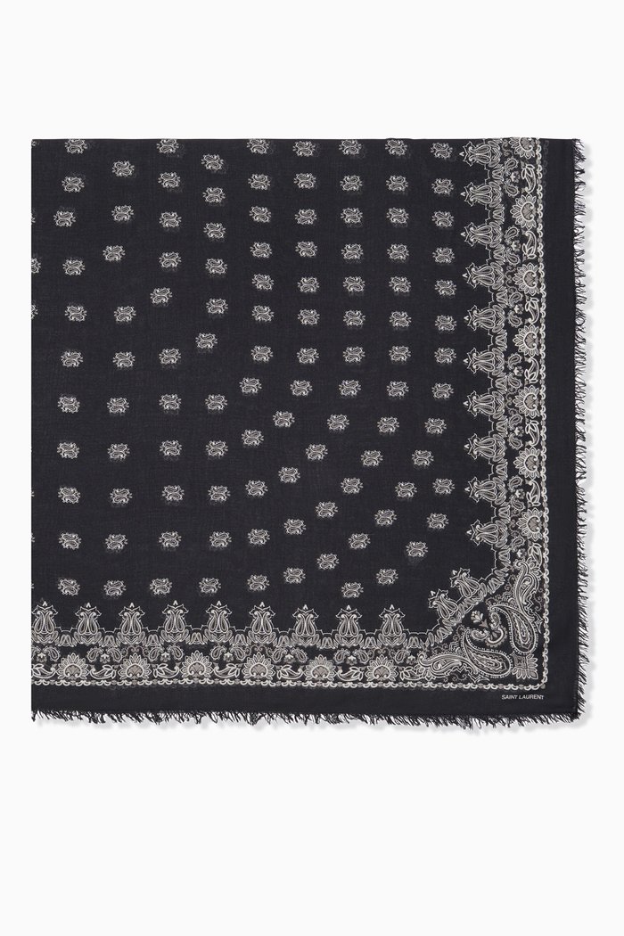 

Large Bandana in Cashmere Blend, Black