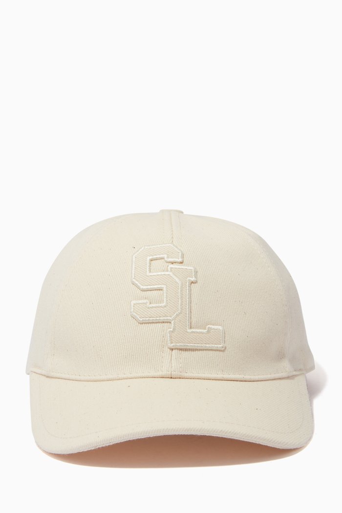 

SL Baseball Cap in Cotton Canvas, White