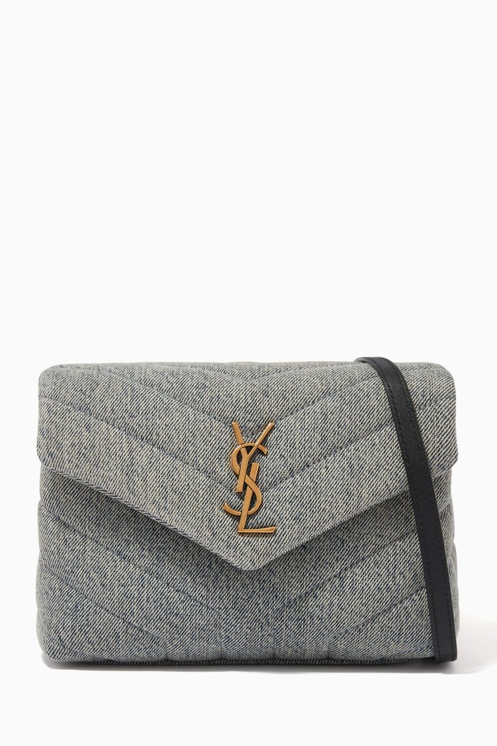 

Loulou Toy Bag in Quilted Denim Canvas, Blue