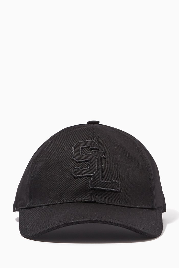 

SL Baseball Cap in Cotton Canvas, Black