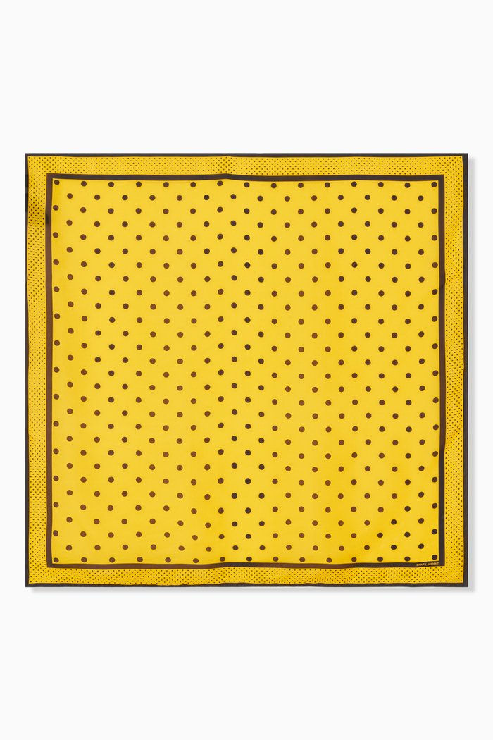 

Square Scarf in Polka Dot Print Silk, Gold