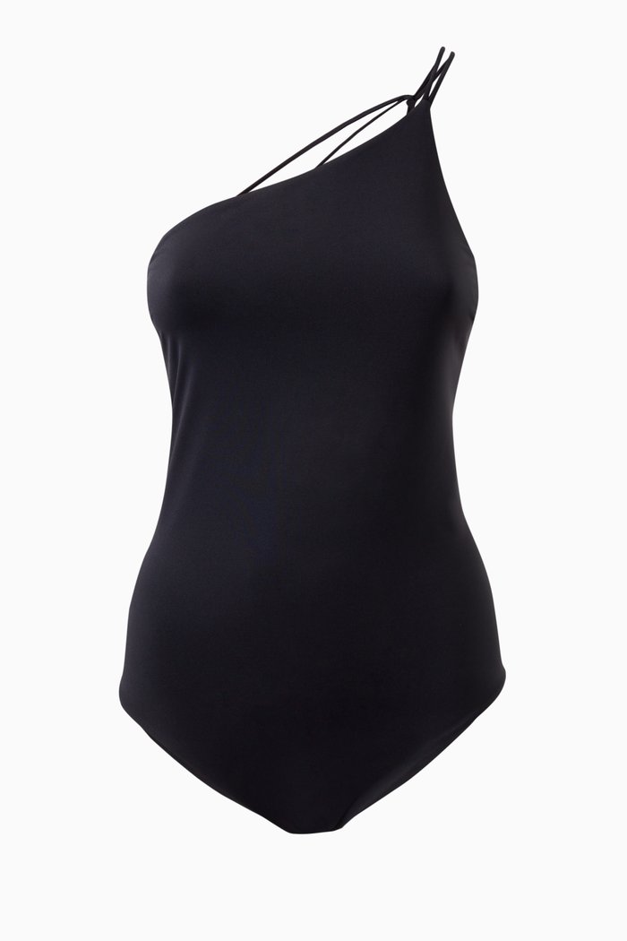 

Elevated Essentials Asymmetrical Swimsuit, Black