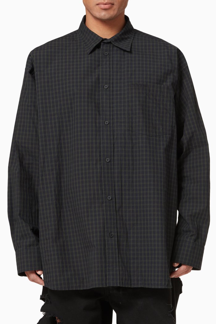 

Snap Shirt in Check Poplin, Green