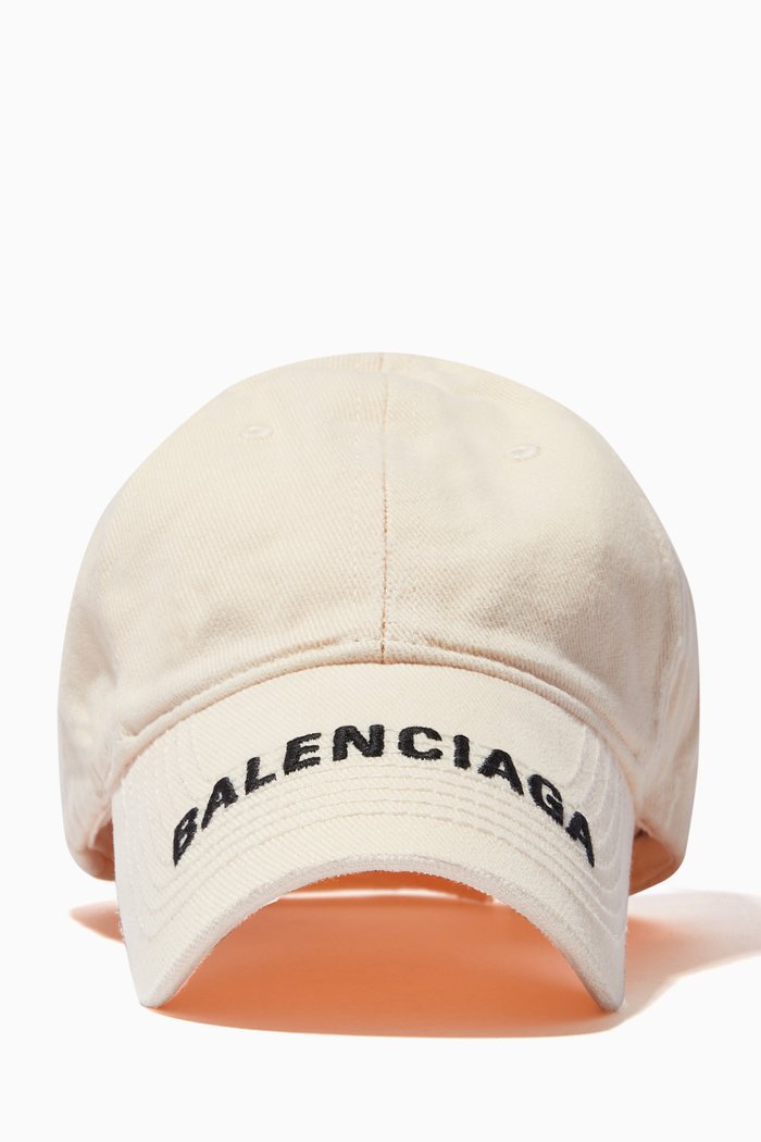 

Logo Visor Baseball Cap in Cotton, White