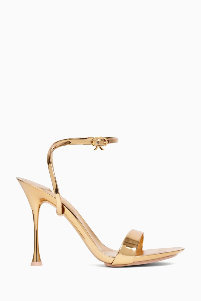 

Spice Ribbon Sandals 95 in Metallic Leather, Gold