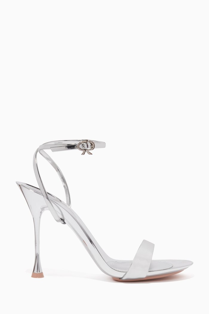 

Spice Ribbon Sandals 95 in Metallic Leather, Silver