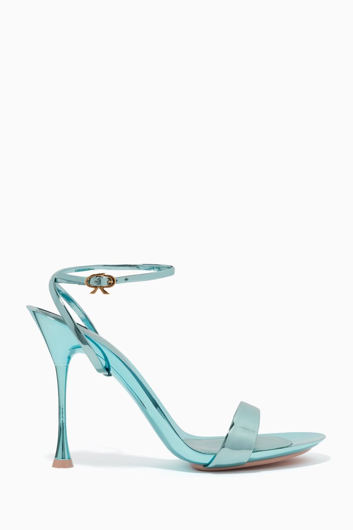 

Spice Ribbon Sandals 95 in Metallic Leather, Blue