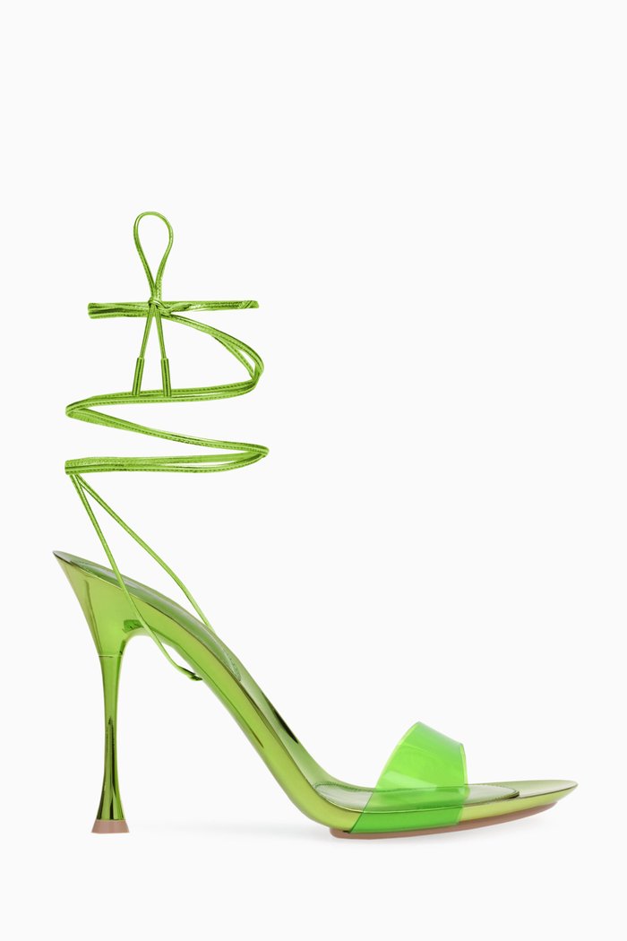

Spice Glass Heels in Nappa Leather & Silk, Green