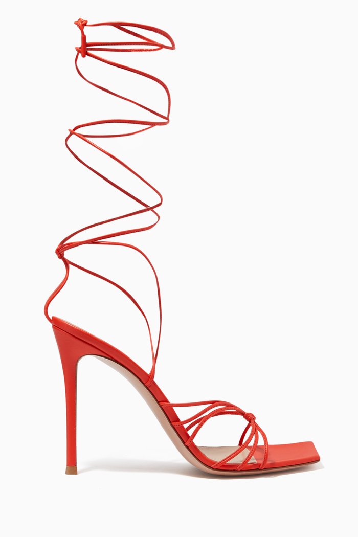 

Sylvie Wrap Sandals in Nappa, Orange
