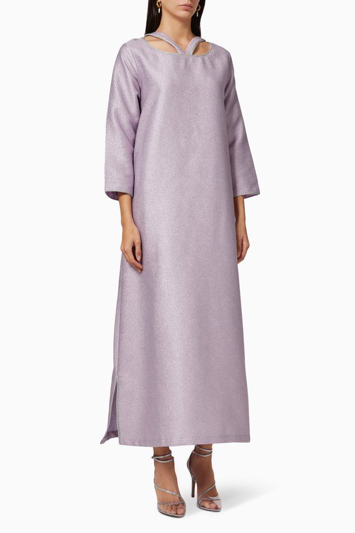 Amara Kaftan in Silk Crepe, Purple