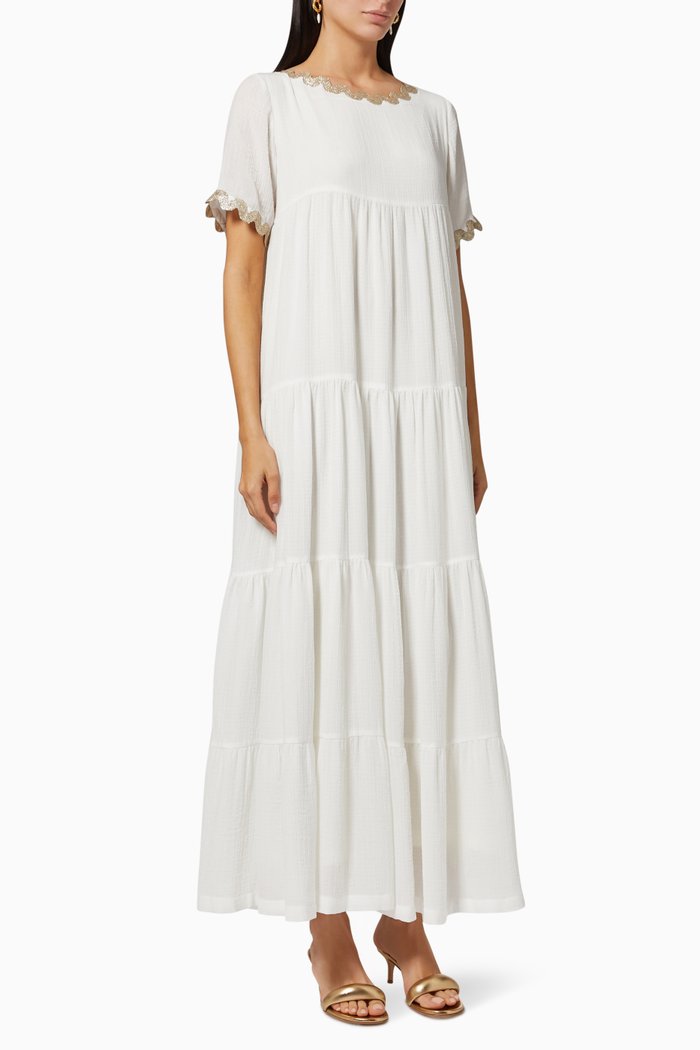 Ines Kaftan in Textured Crepe, White
