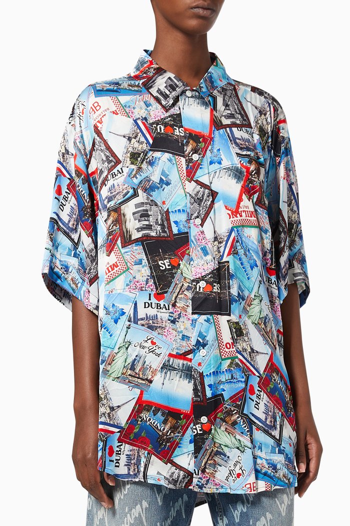 

Allover Cities Shirt in Viscose, Multicolour