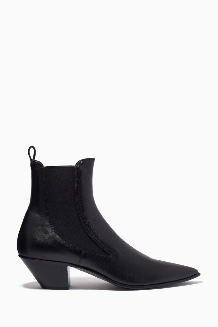 

Graphic Chelsea Boots in Leather, Black