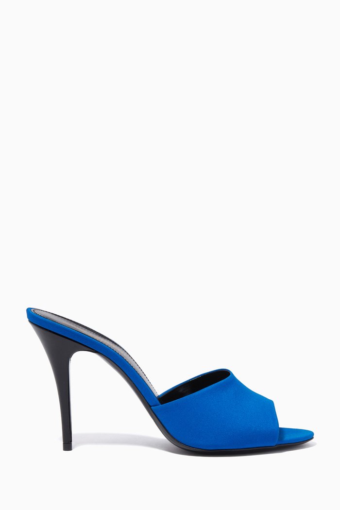 

LA 16 Mules in Crepe de Chine, Blue