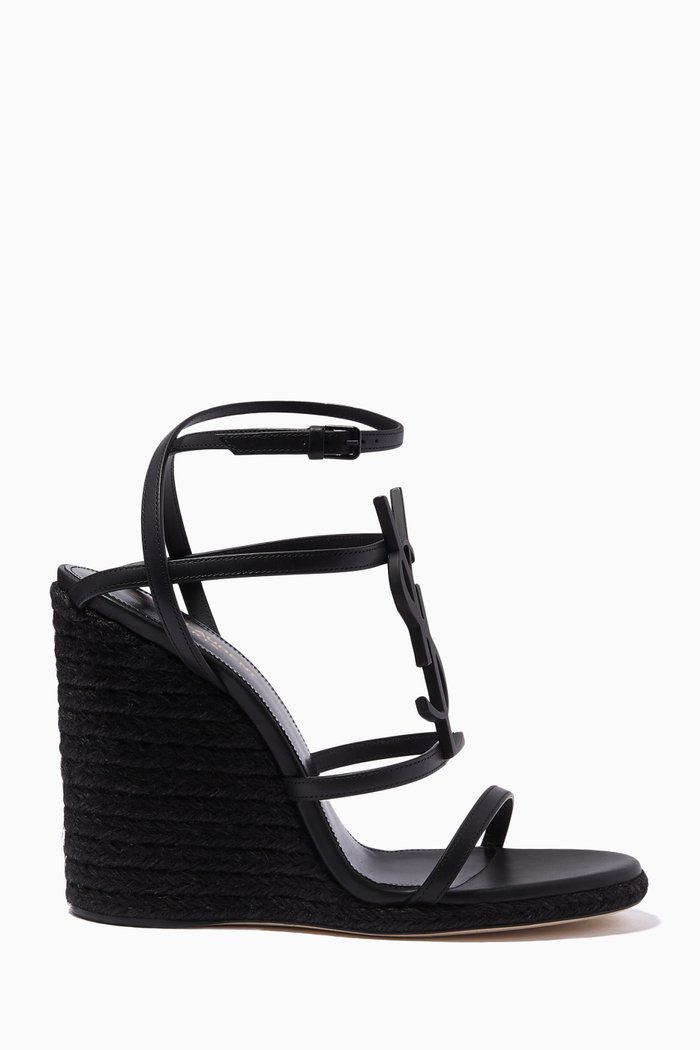 

Cassandra Espadrilles Wedges in Leather, Black