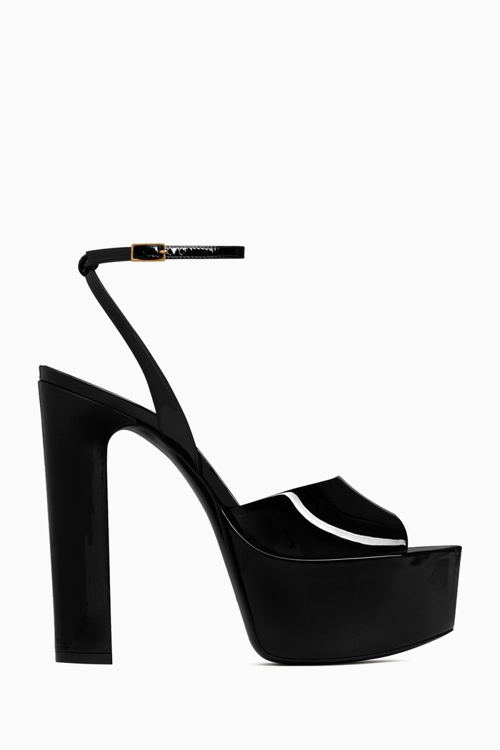 Jodie Platform Sandals in Patent Leather, Black