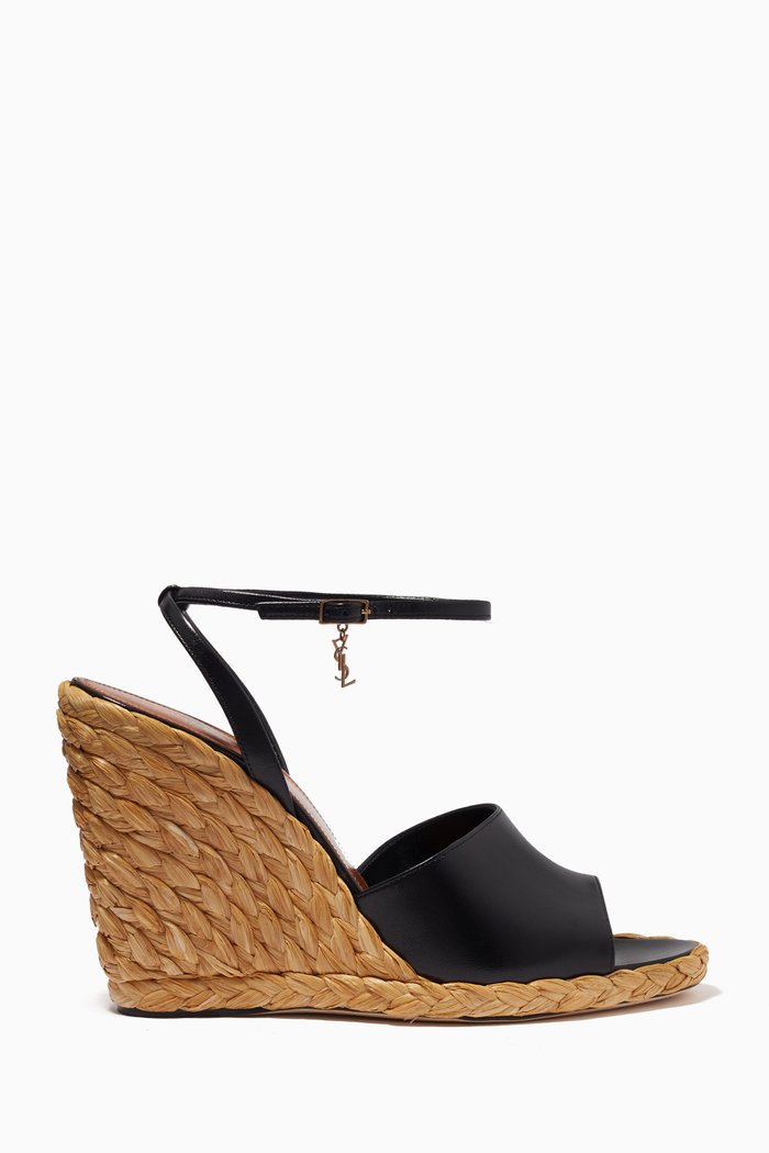 

Paloma Wedge Espadrilles in Leather, Black