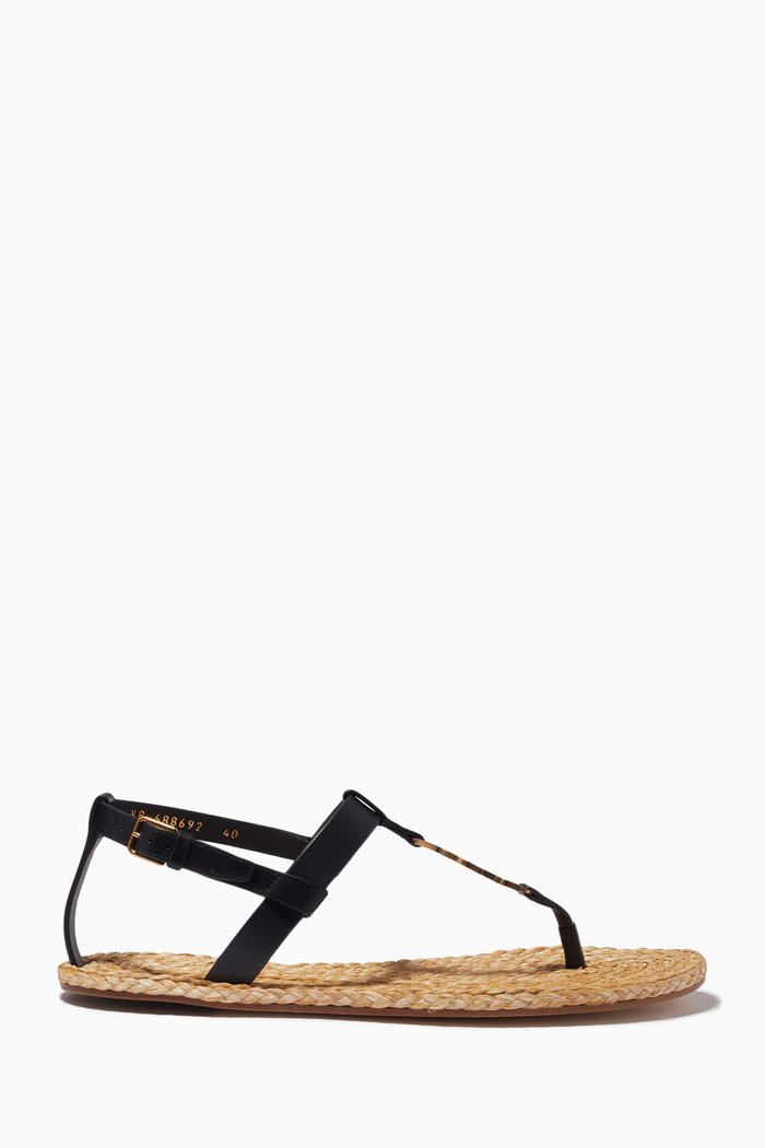 

Cassandra Flat Espadrilles in Leather, Black
