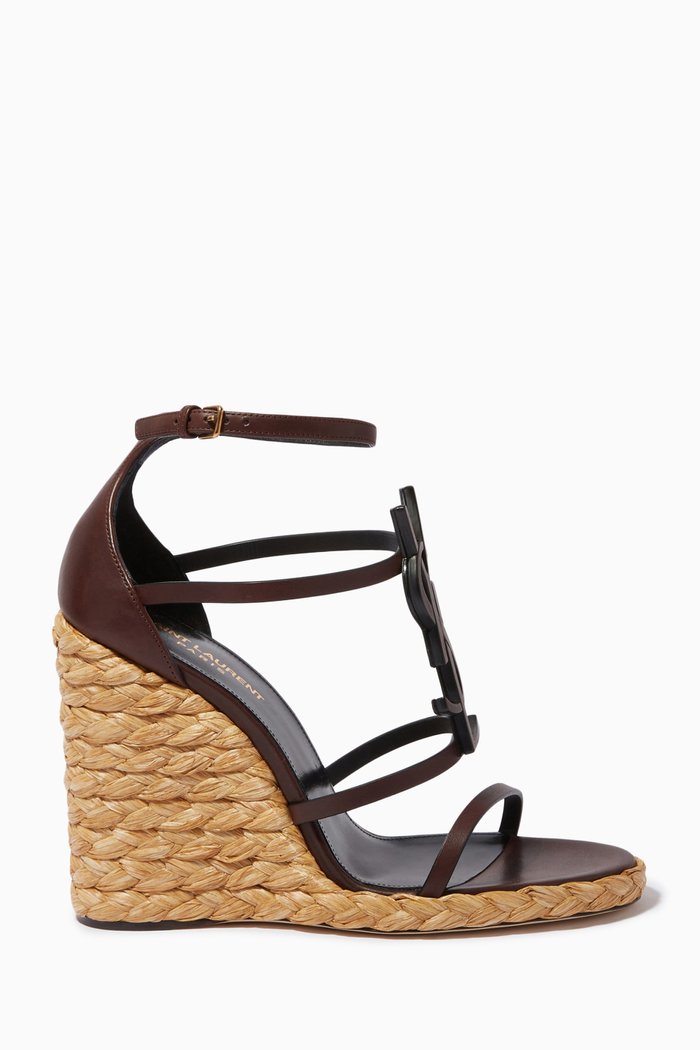 

Cassandra Espadrilles Wedges in Leather, Brown