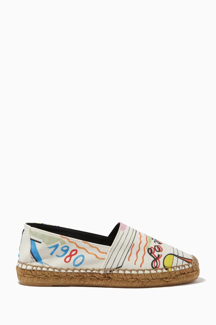 

YSL "Love 1980" Printed Espadrilles in Canvas, Black