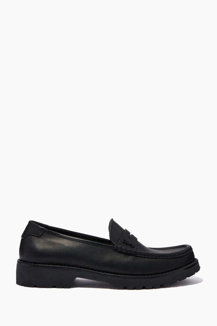 

Le Loafer Monogram Penny Slippers in Smooth Leather, Black