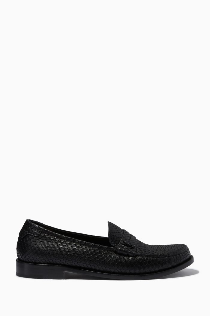 

Le Loafer Monogram Penny Slippers in Python, Black