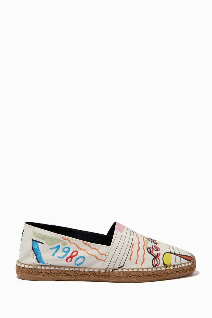 

YSL "Love 1980" Printed Espadrilles in Canvas, Black