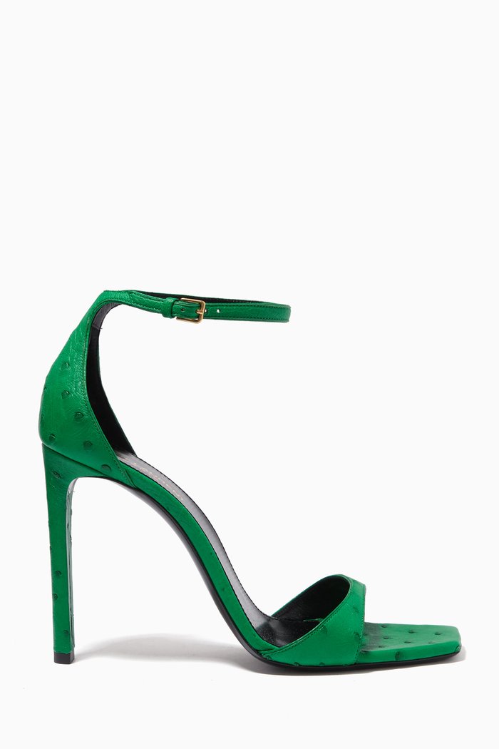 

Bea 105 Sandals in Ostrich Leather, Green