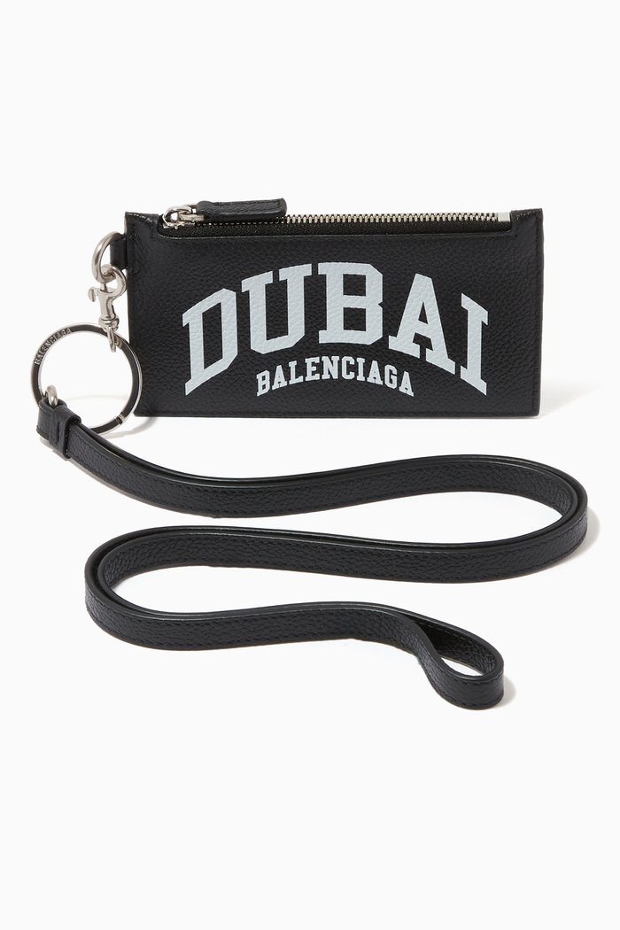 

Dubai Card Case on Keyring in Grained Calfskin, Black