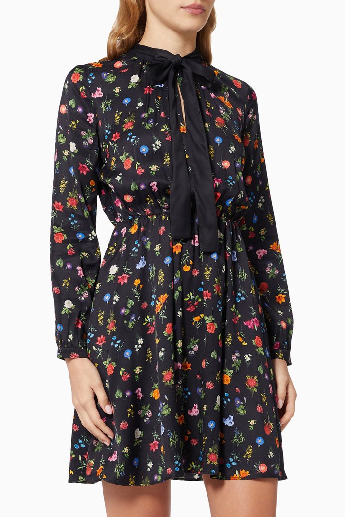 

Milonga Floral Dress in Viscose, Black