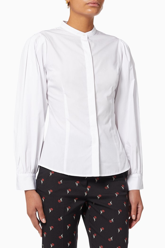 

Puffy Sleeve Shirt in Poplin, White