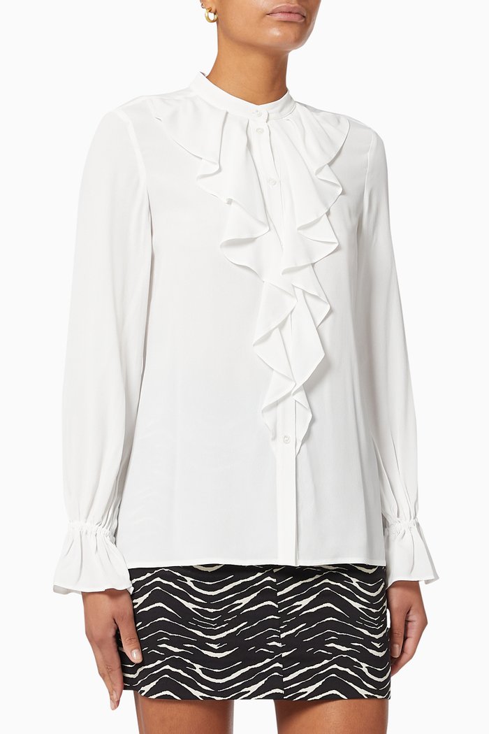 

Remare Ruffle Blouse in Silk, White