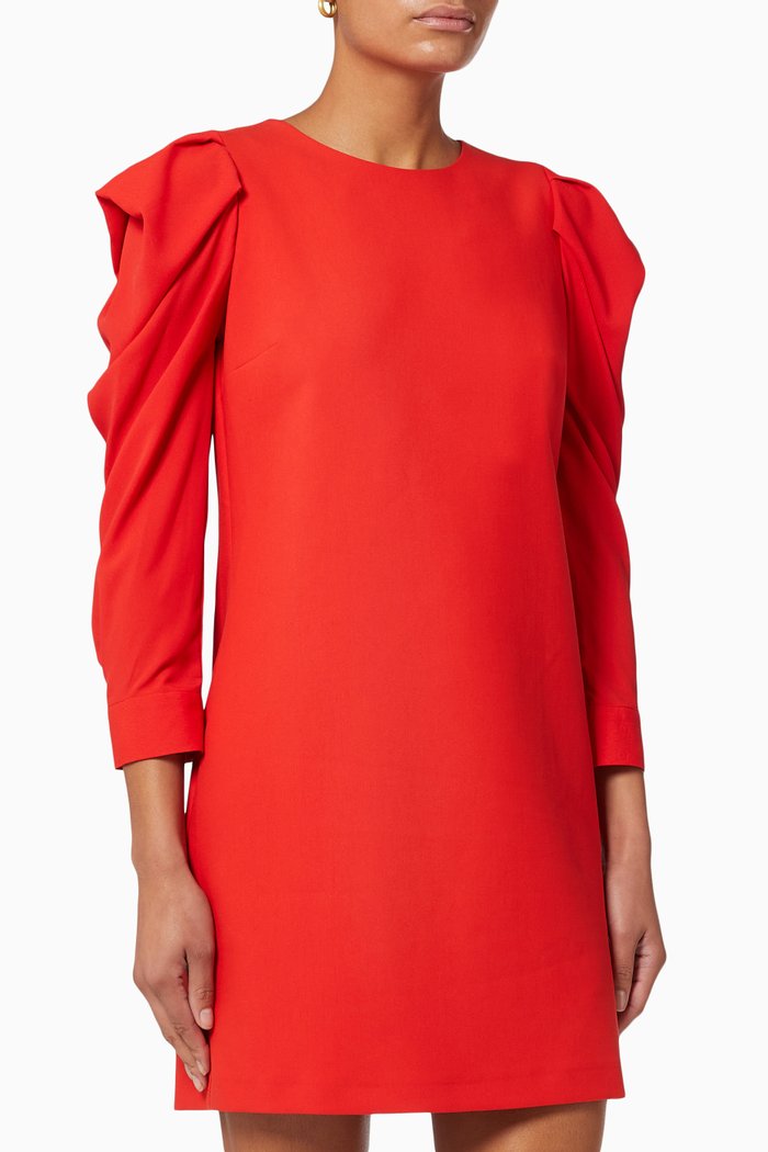 

Puffy Sleeve Tunic Dress, Red