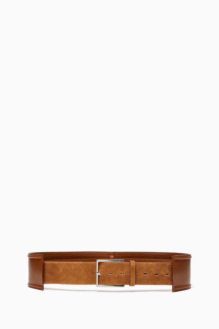 

Wide Modular Belt in Suede, Brown