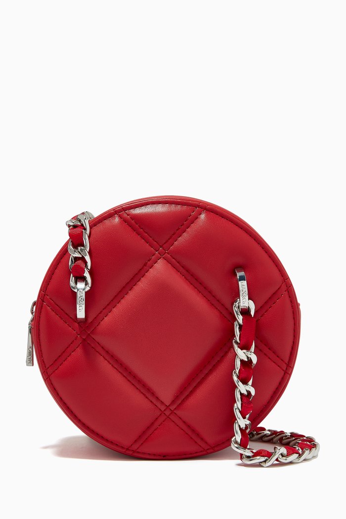 

Quilted Dot Mini Bag in Faux Leather, Red