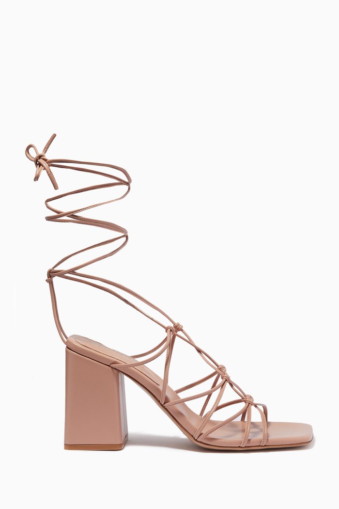 

Minas Block Heel Sandals in Nappa Leather, Neutral