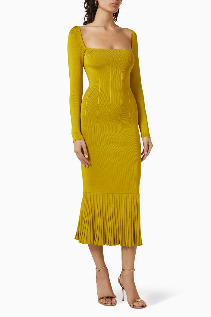 

Atalanta Midi Dress in Recycled Viscose, Yellow