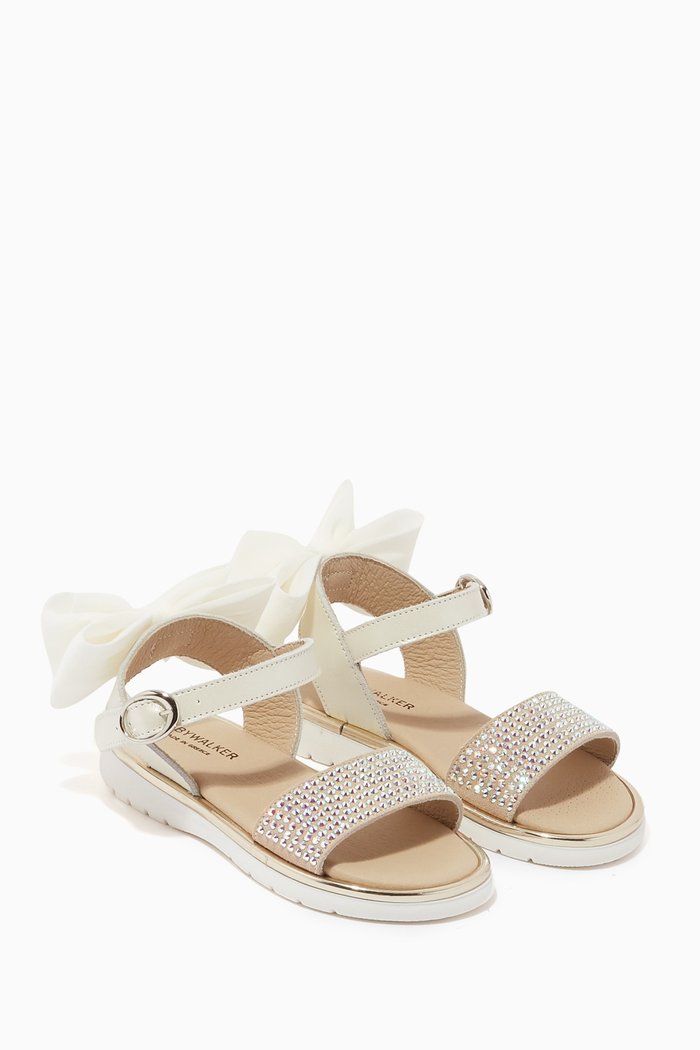 

Rhinestone Back Strap Bow Sandals, Neutral