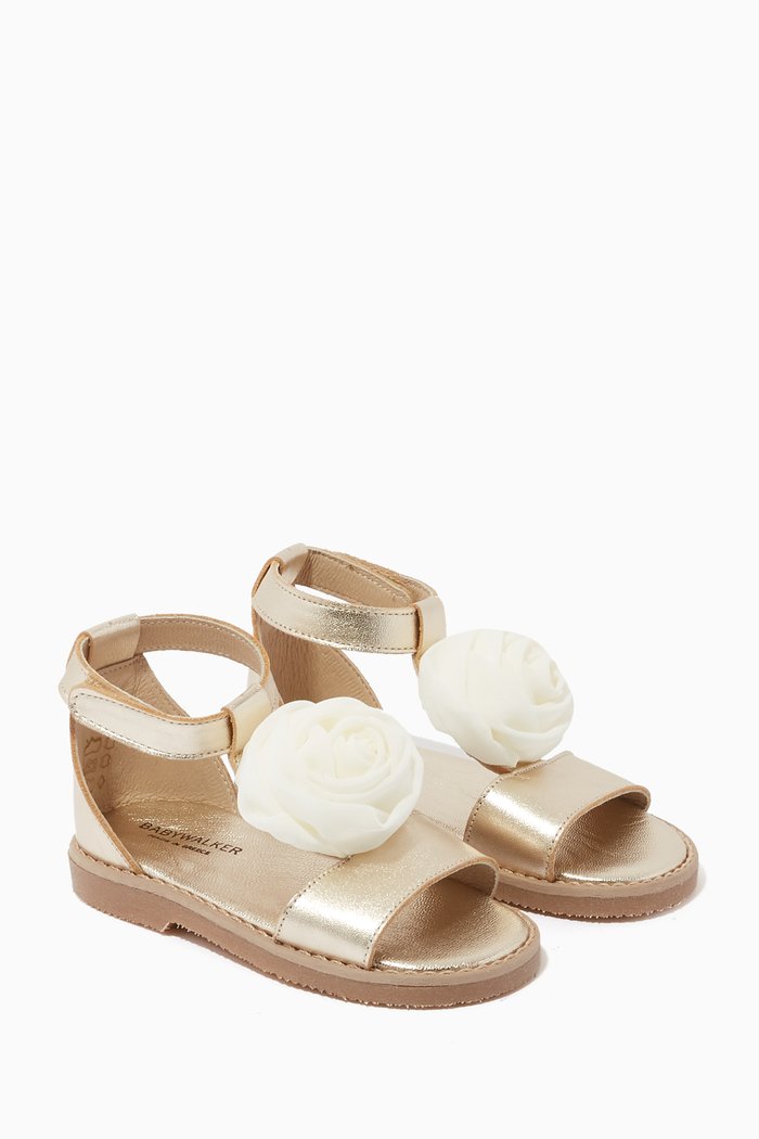 

Rose Bud Sandals in Leather, Gold