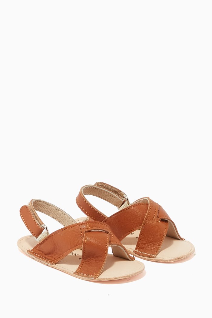 

Crossover Sandals in Leather, Neutral