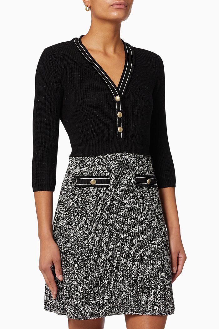 Rib Knit Dress, Black