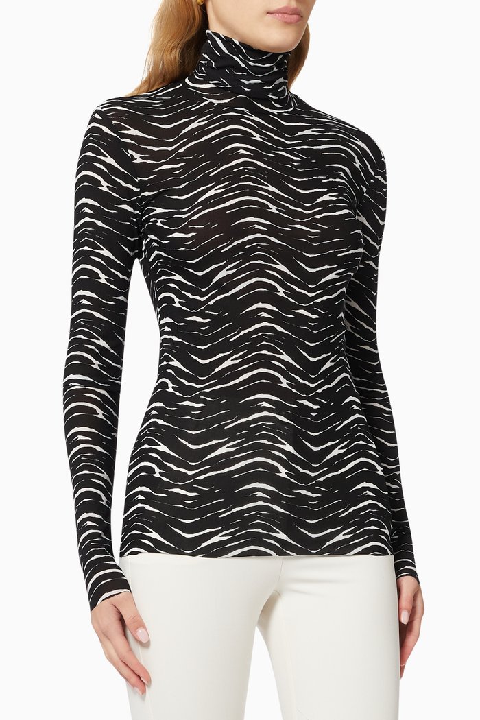 

Tulle Jersey Turtleneck, Black