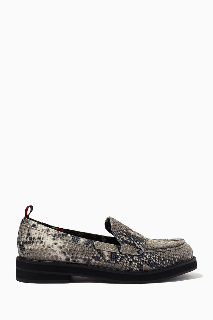 

Python Print Loafers in Leather, Neutral