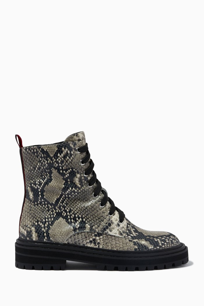 

Biker Boots in Python Print Leather, Neutral