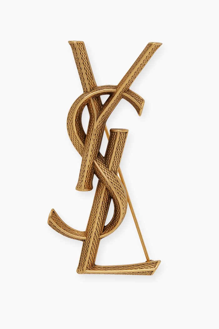 

Opyum YSL Broche in Snake-textured Brass, Gold